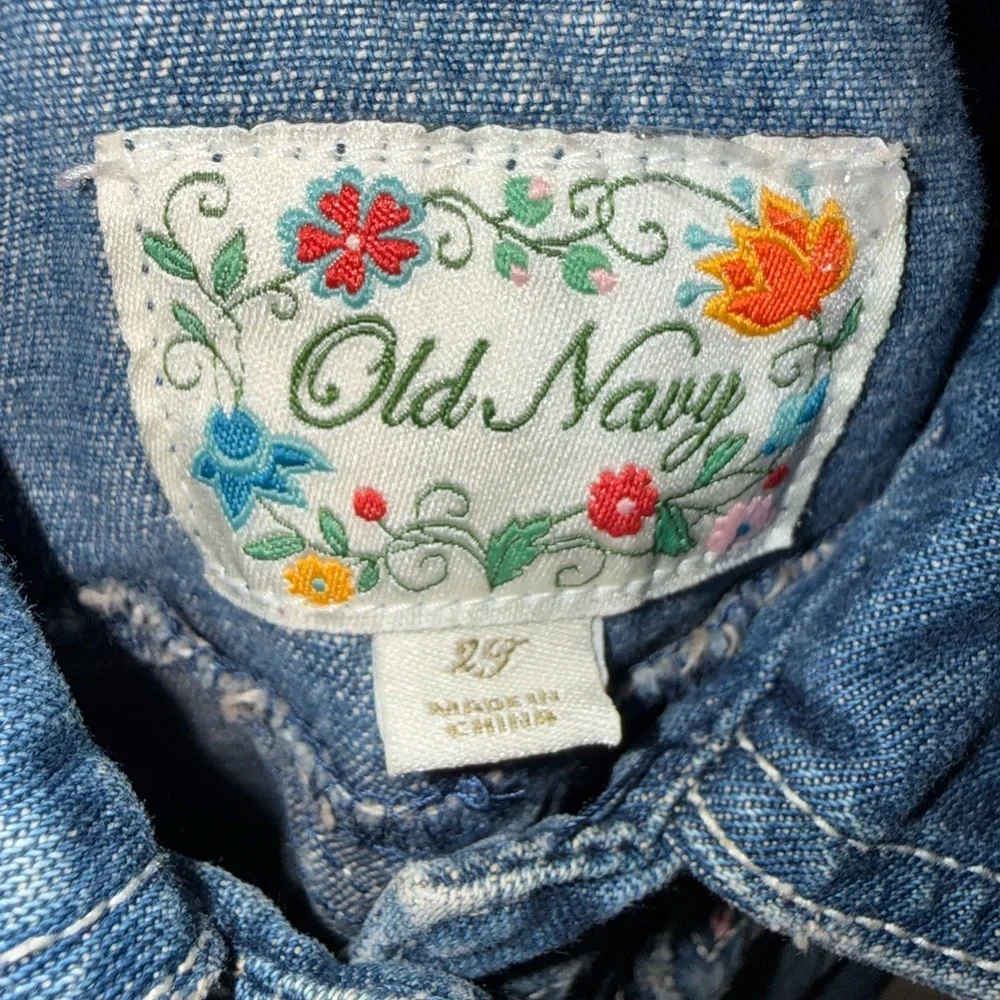 Old Navy Kids Blue Denim Jacket with Embroidery